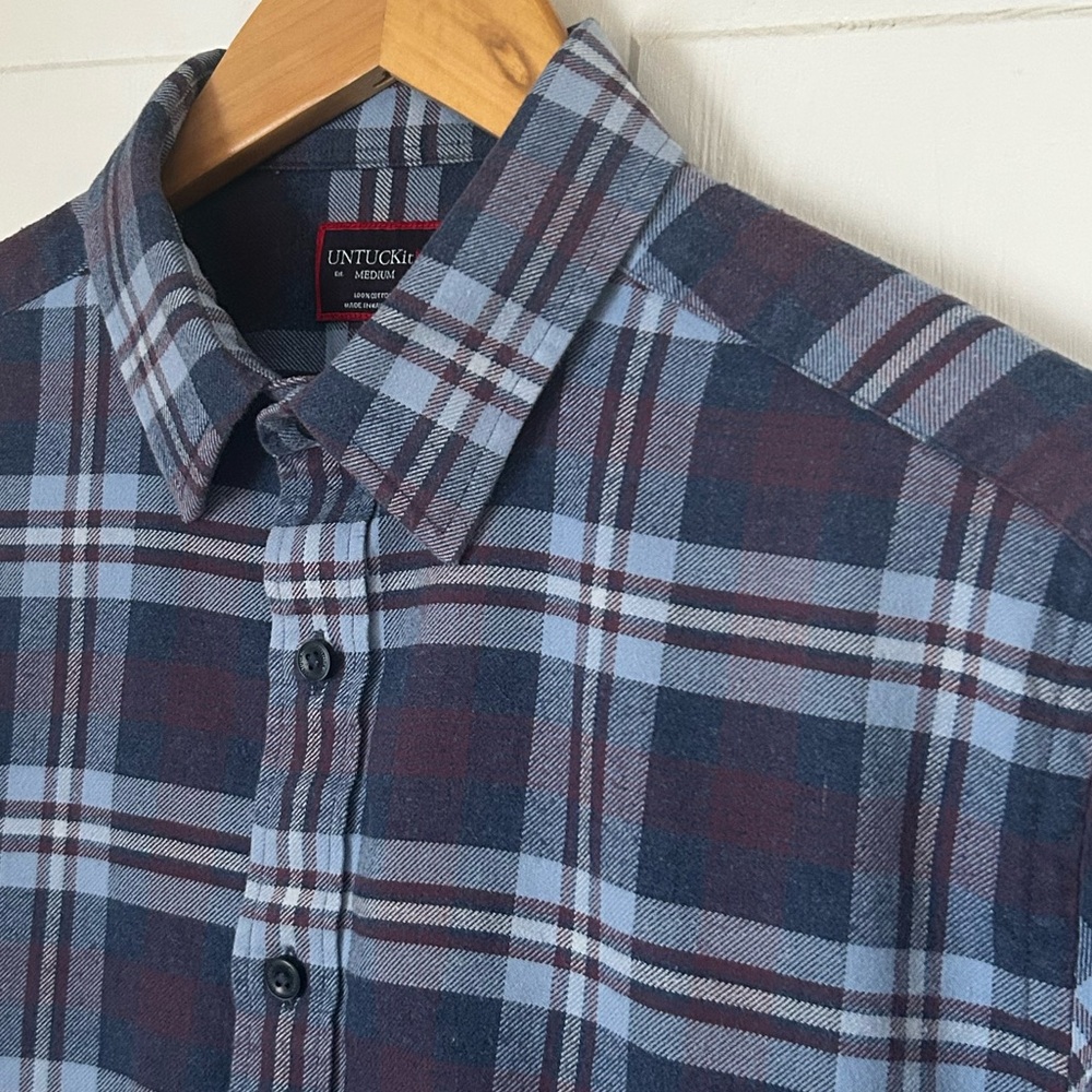 UNTUCKit Men’s Size M Long Sleeve Plaid Flannel Button Down Shirt - Picture 11 of 13